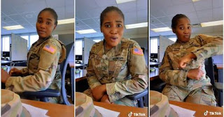 American Military Lady with Tik Tok username of kaxandre7 Dance to Buga During Working Hours