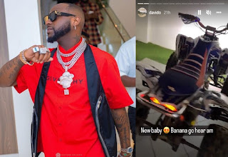 “Banana Island Go Hear am” Davido Slam After He Receive the Delivery Of Her Power Bike